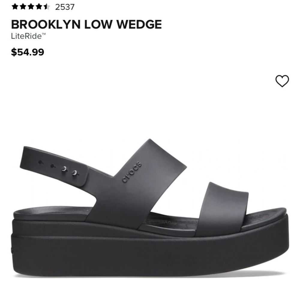 Crocs Brooklyn Low Wedge Black Size 7 NWT